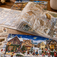 1 paquet d'autocollants pour scrapbooking, hiver, Noël, village enneigé, lapin, trou d'arbre, autocollants pour journalisation