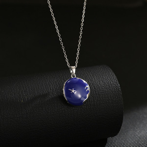 Collier céleste en émail bleu plaqué or, en acier inoxydable, résistant à l'eau et inaltérable, best-seller TikTok de Fanhua Jewelry - Product Image 4