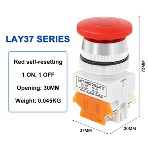 Y090 Mushroom Head Button LAY37-11 10A 1NO1NC Plastic <b>Power</b> Reset <b>Switch</b> 22MM 30MM Screw Terminal 660V - Product Image 4