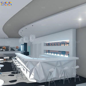 Diseño de <span class=keywords><strong>Barra</strong></span> de Bar para Club Nocturno, Piedra Artificial Blanca Diamante, Iluminación LED, Moderno y Lujoso, para Restaurante Marino - Product Image 4