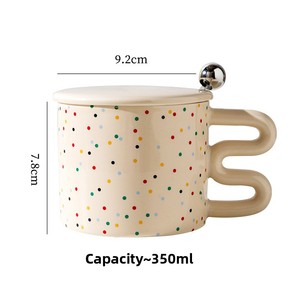 Tazza in Ceramica Colorata e Carina con Motivo a Pois in Stile Instagram, Design Creativo del Manico, Tazza per Colazione Unisex, Regalo per Coppie - Product Image 4
