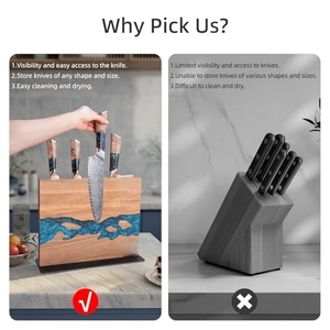 <span class=keywords><strong>Portacoltelli</strong></span> <span class=keywords><strong>Magnetico</strong></span> Bifacciale in Legno di Acacia e Resina Blu, 12 x 10 Pollici - Product Image 4