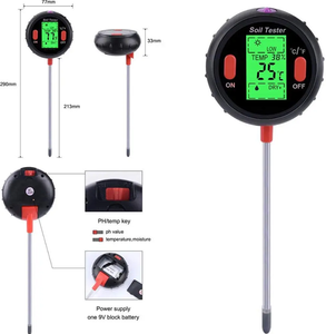 5 में 1 मिट्टी परीक्षण मीटर डिजिटल मिट्टी नमी पीएच. तापमान प्रकाश टेस्टर एलसीडी - Product Image 2