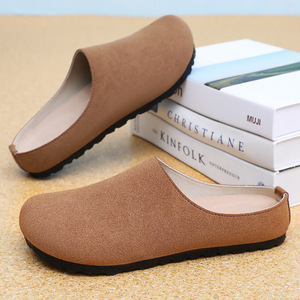 Chaussures d'hiver pour femmes Birkenth, nouvelles pantoufles mi-ouvertes <span class=keywords><strong>en</strong></span> <span class=keywords><strong>cuir</strong></span> véritable <span class=keywords><strong>et</strong></span> maille, à semelle simple, pour l'automne, à porter à l'extérieur, tendance - Product Image 3