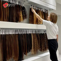 Vitrine de Salon sur Pied en Bois Blanc avec Logo Personnalisé Gratuit pour Présentoir de Cheveux Naturels et Extensions de Perruques en Magasin