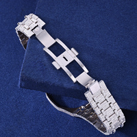 Ensemble bracelet et lunette de montre en acier inoxydable de luxe, sertis de diamants (testés au testeur), style 'Iced Out', pour hommes, compatible avec les montres Royal Pop