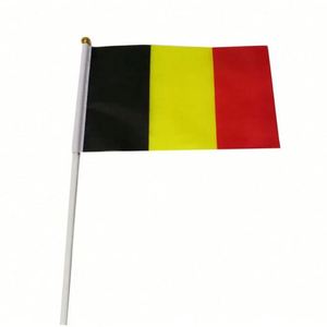 Wholesale 100% Polyester 14x21cm Black Yellow Red Belgium Hand Held Waving <b>Flag</b> - Product Image 5
