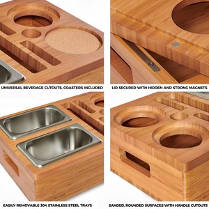 Cozy Heroes Solid Wood Snack Storage Box With Compartments For Chips Drinks Remote <b>Control</b> Desktop Organizer Rectangle Shape - Product Image 3