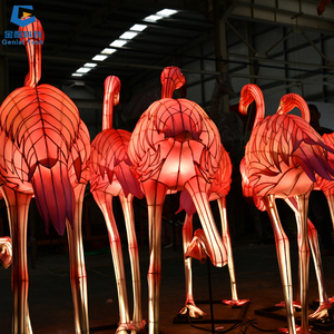 SGFL010 alta calidad flamenco familia seda linterna iluminación Animal linterna para Park Festival venta al por mayor Venta caliente Acción de Gracias - Product Image 3
