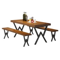 Table à manger multifonctionnelle en bois massif, style industriel américain moderne, luxe léger européen, double table 4 places