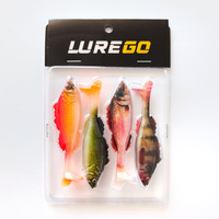 Leurre souple en PVC imprimé en 3D, saumon, 9 cm, lot de 4, appât artificiel sans hameçons, équipement de pêche pour bar, persée, pêche en mer, pêche en bateau