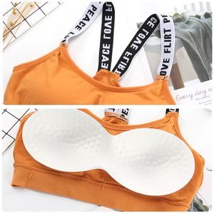 Soutien-gorge sexy pour femme, brassière de sport à bretelles lettrées, maintien élevé pour la gym et le yoga, avec coussinets, débardeur de sport push-up - Product Image 6