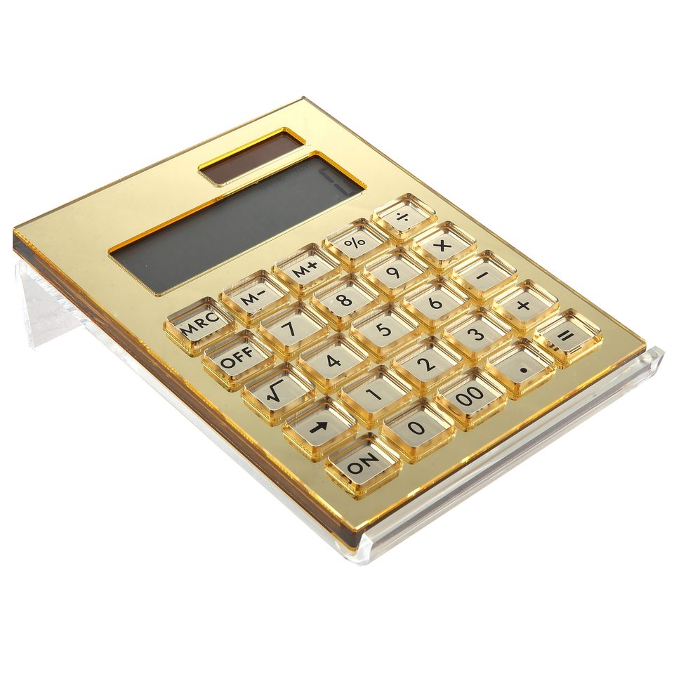 Clear Acrylic Gold Calculator 12-digit Lcd Display,Home Office Desktop Accessories