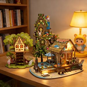 Fornitore di <span class=keywords><strong>Puzzle</strong></span> 3D di Design OEM che realizza un <span class=keywords><strong>Puzzle</strong></span> di legno 3D della casa sull'albero del coniglietto di pasqua con una lucentezza resistente ai raggi UV di qualità - Product Image 1