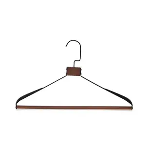 Inspring fashion heavy duty metal hanger for suits Metal mixes with wood black hangers