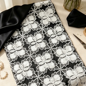 Tela de Encaje Guipur con Cordón Blanco y Negro, Bordado Floral 3D, Encaje Africano Nigeriano para Novia, para <span class=keywords><strong>Vestido</strong></span> de Boda Aso Ebi - Product Image 6