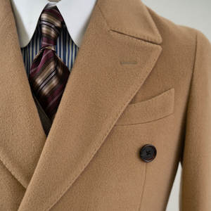 <span class=keywords><strong>Costume</strong></span> d'affaires à double boutonnage en laine marron Style grand pardessus d'hiver pour hommes-grande taille châle revers <span class=keywords><strong>ceinture</strong></span> respirant grande taille - Product Image 4