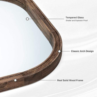 Miroir mural en bois cintré Kingwin avec étagère, miroir décoratif encadré écologique pour usage domestique