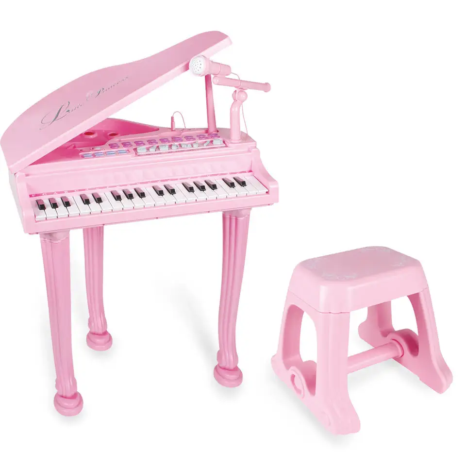 Mini piano rose, jouet musical éducatif, Piano électronique à piles avec microphone