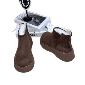 2025 automne hiver Style britannique bottes courtes pour femmes semelle épaisse hauteur augmentant velours confortable Plus velours chaud - Product Image 4