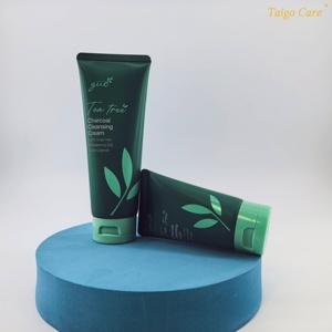 Tube cosmétique vide en plastique vert de 50 ml et 100 ml pour nettoyant visage avec bouchon à clapet orientable, emballage personnalisé pour soins du visage. - Product Image 6