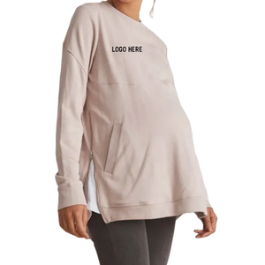 Printemps vêtements enceintes grande taille vêtements d'allaitement doux polaire <span class=keywords><strong>sweat</strong></span> à capuche d'allaitement avec fermeture éclair latérale <span class=keywords><strong>sweat</strong></span> de maternité femmes - Product Image 1