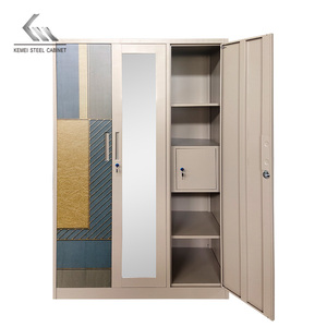 Bán Buôn Giá Rẻ Gõ Xuống Nhà Phòng Ngủ Đồ Nội Thất Tủ Quần Áo Quần Áo Kim Loại Gương Trượt Almirah Tủ Thép Tủ Quần Áo 3 Cửa - Product Image 4