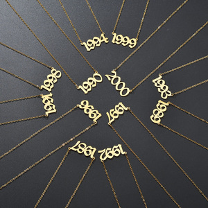 <span class=keywords><strong>Collana</strong></span> con Numero Anno 1980-2019, Unisex, Placcata Oro, in Acciaio Inossidabile, Regalo per Feste, Bijoux in Acciaio Inossidabile - Product Image 1