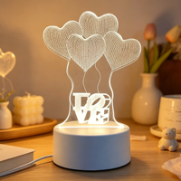 Lampe de nuit LED 3D personnalisée en acrylique, illusion d'optique, motif cœur, style anime, lampe de table/bureau moderne à capteur LED, décoration intelligente en acrylique