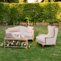 Amerikanischer Zweisitzer-Sofa aus Massivholz im Europäischen Landhausstil mit Korbgeflecht für Esszimmer, Café, Gästehaus im Vintage-Look
