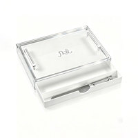 Plateau de service en acrylique transparent personnalisé, en forme carrée, en marbre, en plexiglas, avec couvercle, taille personnalisable pour la maison, l'hôtel, la restauration