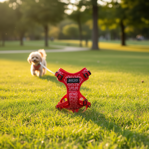 Pettorina singola per animali domestici con attacco per petto e schiena, colore tinta unita - Product Image 2