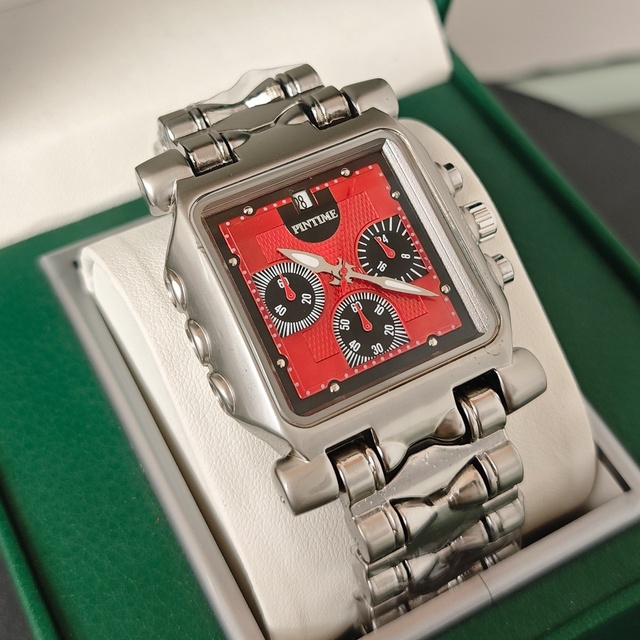 PINTIME Luxury Vintage Unique Creative Y2K Chronograph Quartz Watches Men Wrist Waterproof Sports Square Date Watch for Men