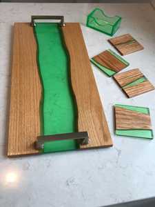 Plateau de service de rivière artisanal multicolore pour la décoration intérieure Offre de prix exclusif-Résine de bois époxy - Product Image 2