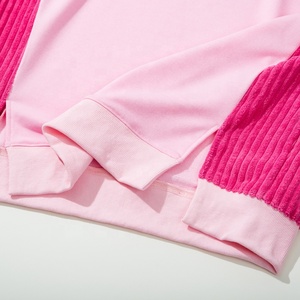 Suéteres personalizados de otoño para <span class=keywords><strong>mujer</strong></span>, sudadera para <span class=keywords><strong>mujer</strong></span>, suéter con mangas de retazos de pana y dobladillo dividido, venta al por mayor - Product Image 6