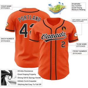 Custom <b>Baseball</b> Jersey Orange Black White Stripe Personalized Unisex Adult Quick Dry Sublimated Print <b>Baseball</b> Collar - Product Image 2