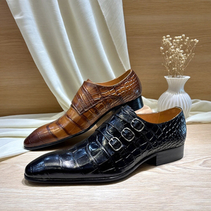 Chaussures de ville confortables pour hommes en cuir véritable, style mocassin à boucle, bout pointu, pour le bureau - Product Image 2