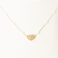 Collier pendentif cœur en acier inoxydable 316L plaqué or 24 carats avec chaîne à maillons, design tendance imitation perle, vente en gros