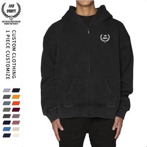 Sweat à capuche personnalisé 500 g/m² en polyester/coton pour hommes Oversize Boxy Cropped Zipper Design Spring Print Pattern Short Length Hooded - Product Image 2