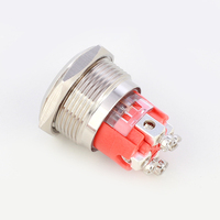 Interruptor de Botón Metálico Corto YUDA, 2NO 1NO1NC, 16/19/22mm, IP65 Impermeable, Anillo Iluminado/Símbolo de Encendido, 15-20A, 24V/110V-amy