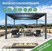 Pergola bioclimatique électrique en aluminium avec toit à lames orientables, revêtement poudré, imperméable, coupe-vent et pare-soleil pour patio et terrasse