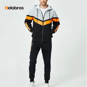 New Tracksuit Men Casual Split Joint Sport Coat Pants Suit Autumn Sportswear Custom Made Men Jogging Suit Made in China