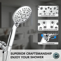Pommeau de douche portable 6 jets 2,5 GPM en ABS écologique, design moderne en forme de graine de lotus, haute pression, économie d'eau, pour cuisine