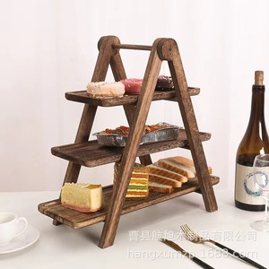Estante de Madera de Tres Niveles, Bandeja de Exhibición de Madera Maciza, Multiusos, para el Hogar, Comedor - Product Image 4