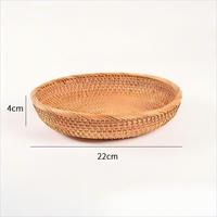 Panier de rangement classique en rotin tressé à la main, écologique, design à bouche peu profonde, pour salon, table basse et café