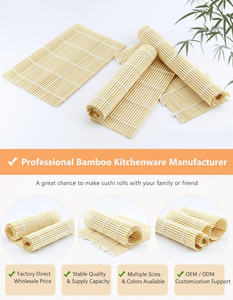Tapis à rouler polyvalent en bambou pour sushis et kimbap, tapis en lattes <span class=keywords><strong>de</strong></span> bambou non toxique <span class=keywords><strong>de</strong></span> qualité alimentaire pour la préparation des aliments - Product Image 4
