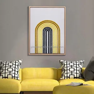 EAGLEGIFTS minimalistische Linien Leinwand strukturierter Regenbogenbogen Heim Wandkunst 3D Patchwork Wandhängendes Tuftgemälde