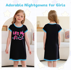 Chemise de nuit à manches courtes pour filles, vente en gros, chemise de nuit d'<span class=keywords><strong>été</strong></span> bon marché pour filles, chemise de nuit personnalisée imprimée, chemises de nuit adorables pour filles - Product Image 5