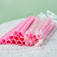 Pailles réutilisables en plastique PP en forme de cœur, roses et rouges, mignonnes, pour bubble tea, milkshake, fêtes de mariage, en vrac
