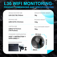 Mini caméra de sécurité WiFi 1080P, capteur CMOS 20MP, vision nocturne grand angle 180°, détection de mouvement, batterie 800mAh pour la maison/le bureau